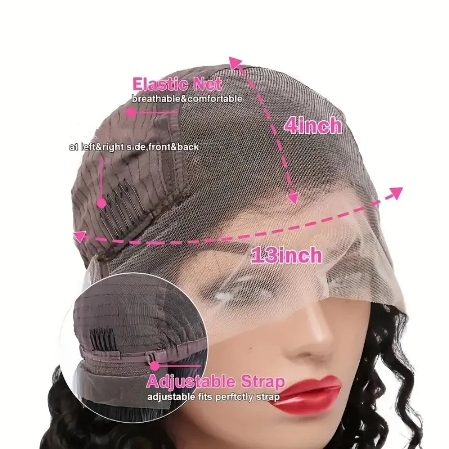 32 & 34-Inch Chocolate Brown Deep Wave HD Lace Wig | Sophisticated 200% Density 13x4 Transparent Frontal | Elegant "Brazilian Remy" Silhouette | "Dignified" Pre-Plucked Curly Human Hair for Radiant Versatile Styling Luxegan