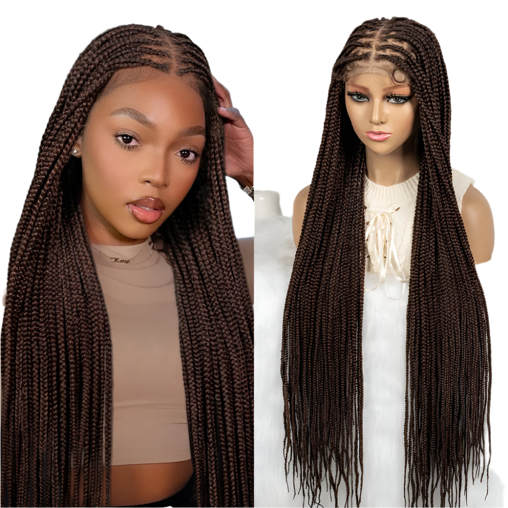 36" Twisted Box Braids Wig | Full Lace with Natural Hairline Luxegan