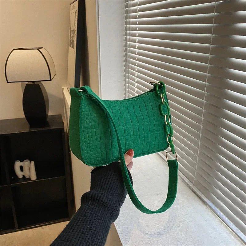 Felt Luxury Tote | Underarm Crescent Bag with Inner Pocket Luxegan