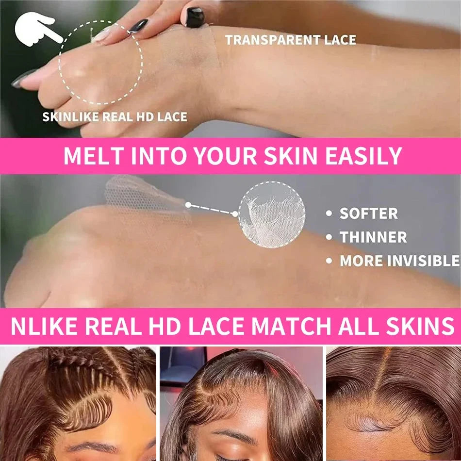 Chocolate Brown Body Wave Lace Front Wig Human Hair Pre-Plucked Brazilian Virgin Hair Bleached Knots HD Lace Frontal Wig - Luxegan