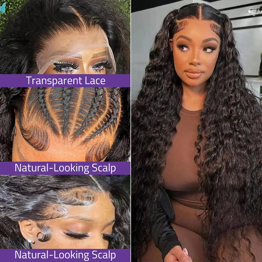 30 & 40-Inch Ultra-Long Deep Wave HD Lace Wig | Sophisticated 200 Density 13x6 & 360 Full Lace | Elegant "Brazilian Remy" Silhouette | "Dignified" Pre-Plucked Water Curly Human Hair for Radiant Versatile Styling Luxegan