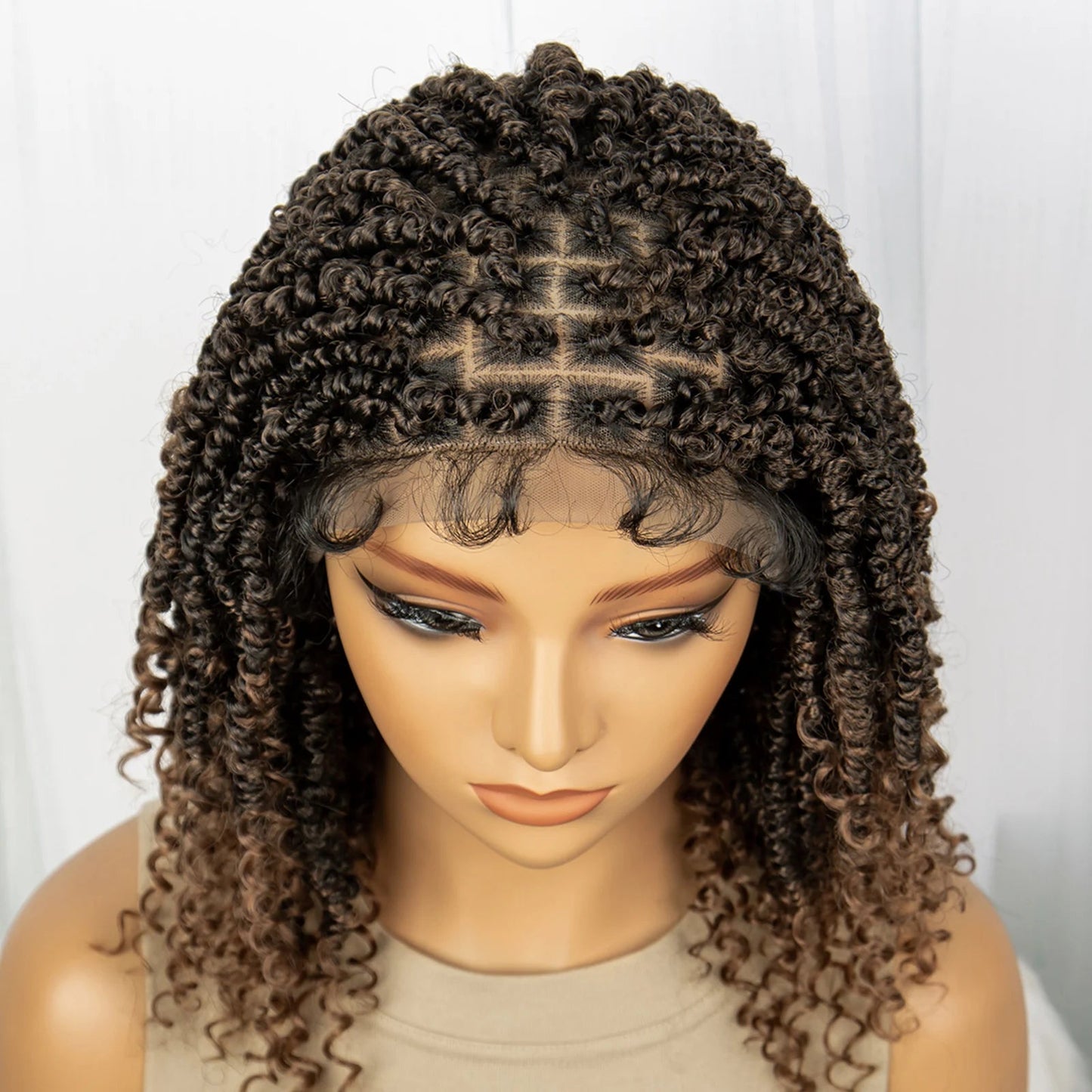 1B/27 Short Passion Twist Lace Front Wig | Knotless Braids | Baby Hair | Synthetic Twist Spring Wig Luxegan