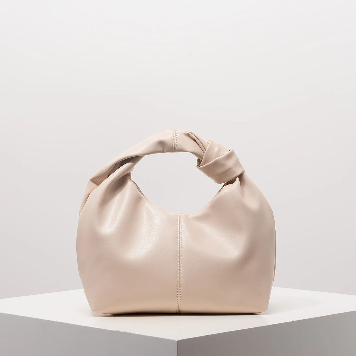Women’s Stylish Twist Square Clutch Bag | Sophisticated Ruched Top-Handle Handbag | Simple and Versatile Solid Color Commuter Bag | Fashion-Forward Soft PU Leather Shoulder Purse Luxegan