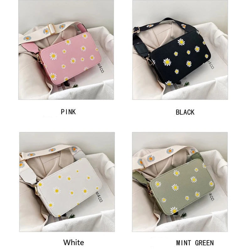 Fashion Women's Daisy Pattern Shoulder Bag | Classic Elegant Handbag & Small Square Tote Luxegan