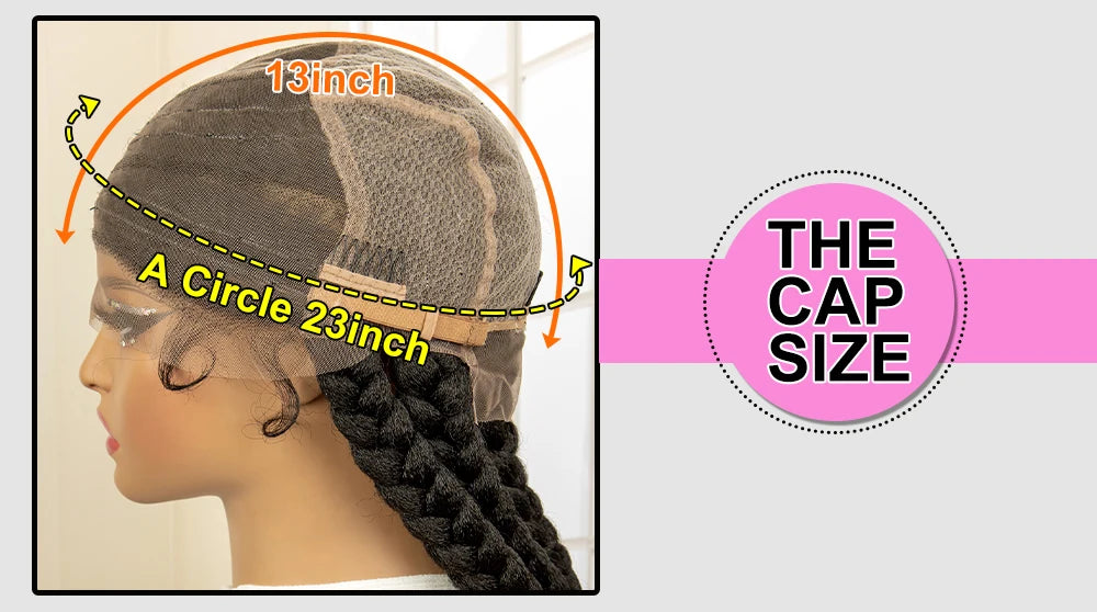 36" Extra Long Box Braided Full Lace Wig | Synthetic Braiding Wig | For Black Women | Lace Frontal Braids - Luxegan