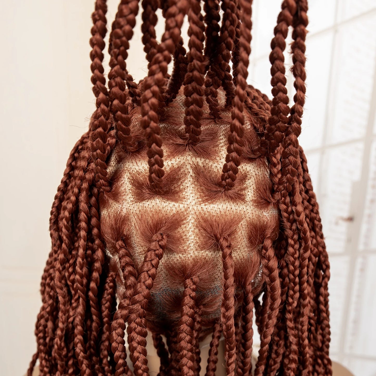 36" HD Full Lace Box Braided Wig | Ginger Color #350 | Lace Frontal Braids | Baby Hair | Synthetic Hair Wig