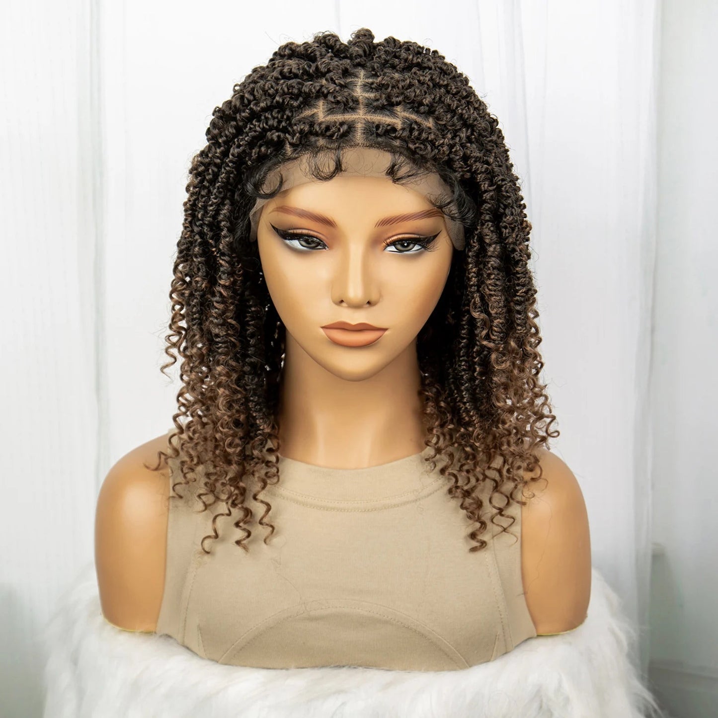 1B/27 Short Passion Twist Lace Front Wig | Knotless Braids | Baby Hair | Synthetic Twist Spring Wig Luxegan
