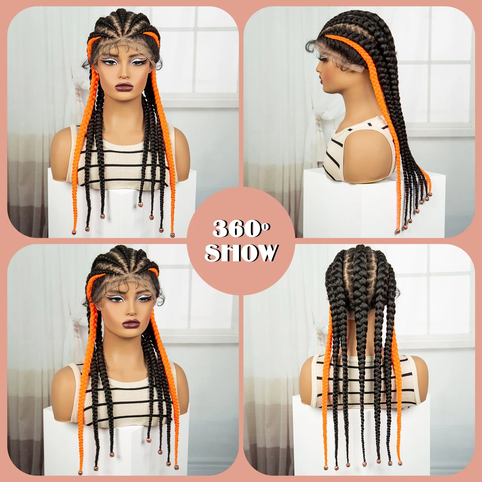 Natural Afro Kinky Curly Cornrow Braids Wig | Full Lace | Baby Hair Luxegan