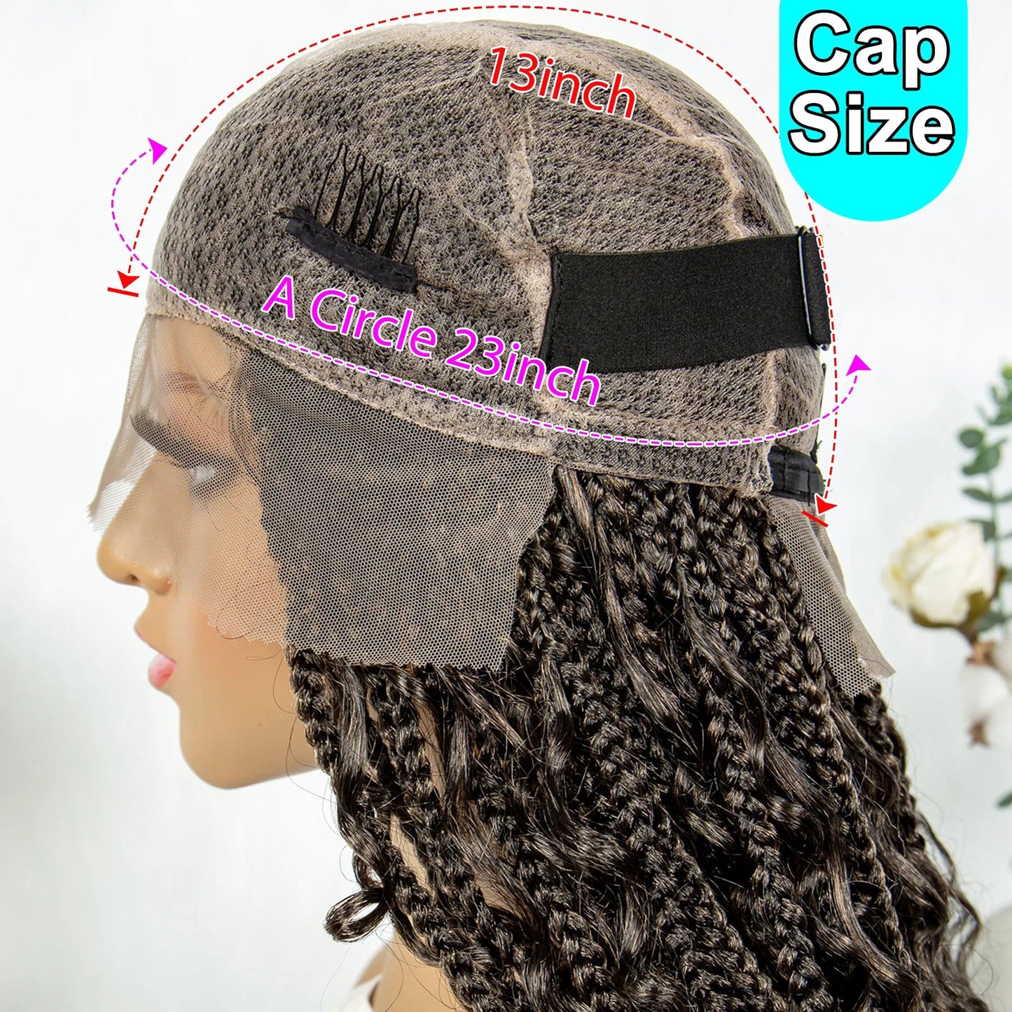 32" Natural Boho Knotless Braids Wig | HD Lace Front | Baby Hair | Synthetic Luxegan