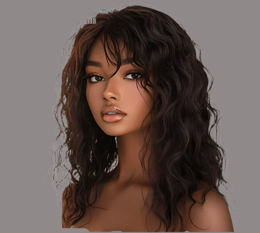 Honey Curly Bob Wigs Human Hair Side Part Pre-Plucked Big Fluffy Brown Mixed Blonde Glueless Bob Curly Wig with Fringe Bangs