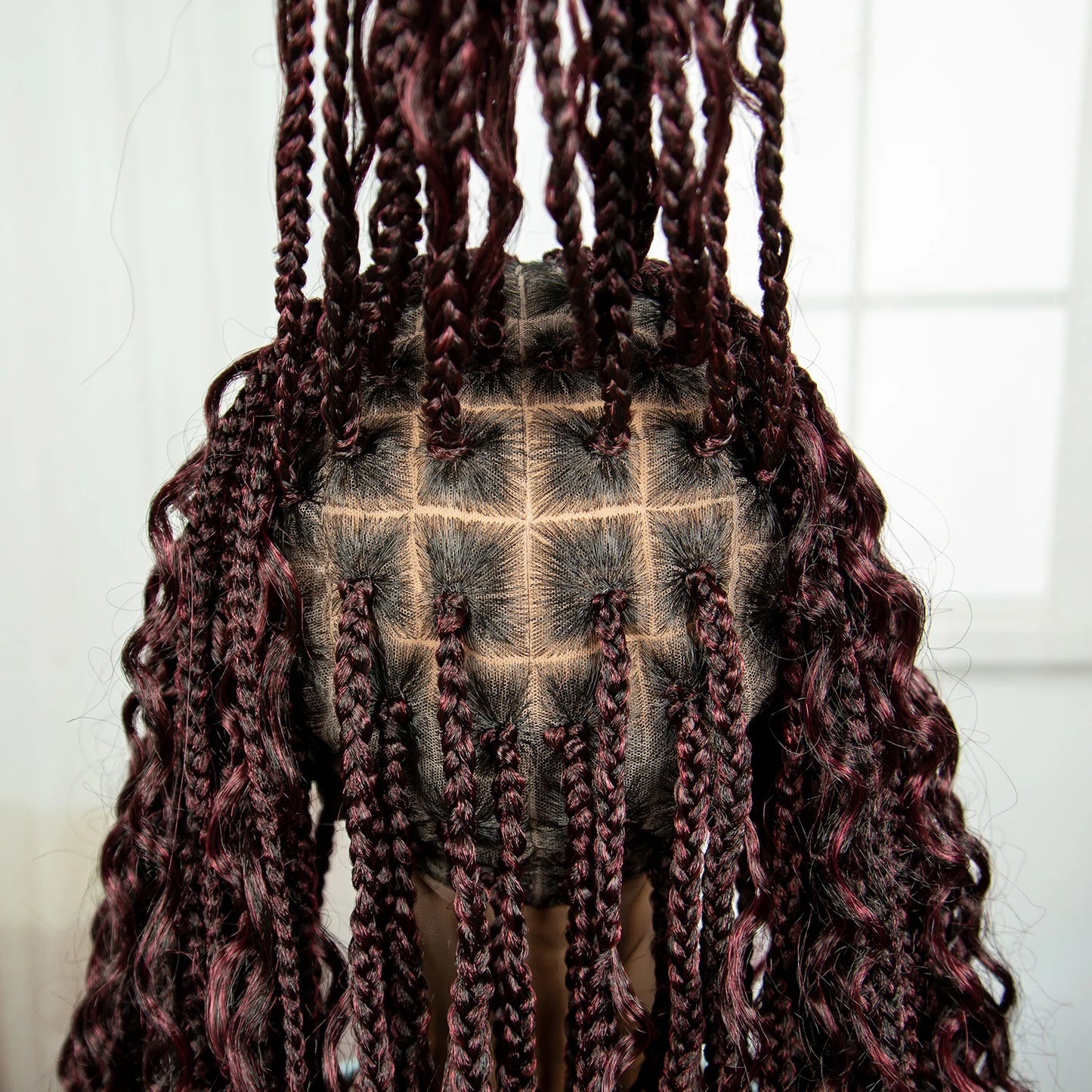 Ombre Knotless Braids Wig | Curly Ends | Full Lace | Baby Hair | Handmade Luxegan