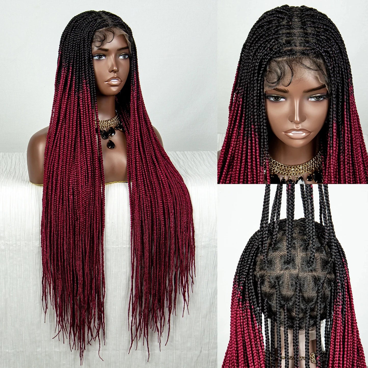 Straight Orange Knotless Box Braids Wig | HD Full Lace Frontal | Baby Hair Luxegan