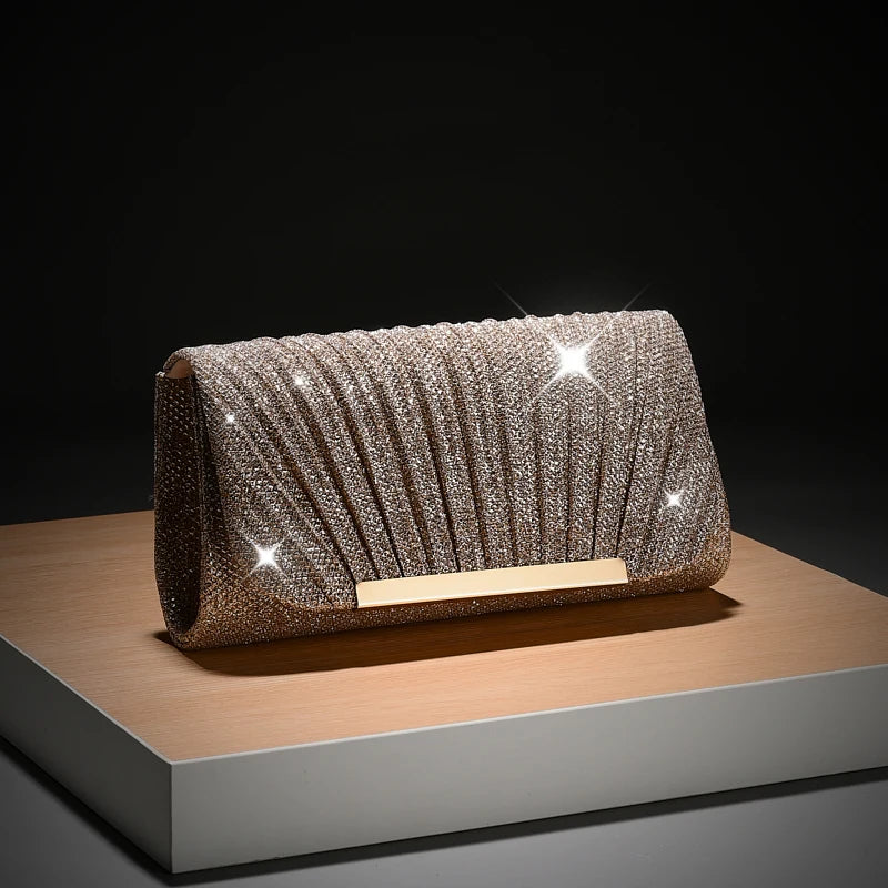 Luxury Women's Evening Bag | Pleated Crossbody Clutch Luxegan
