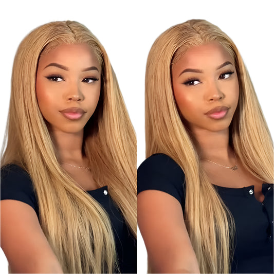 Golden Blonde #30 Straight T-Part Lace Front Wig | Indian Remy Human Hair Luxegan