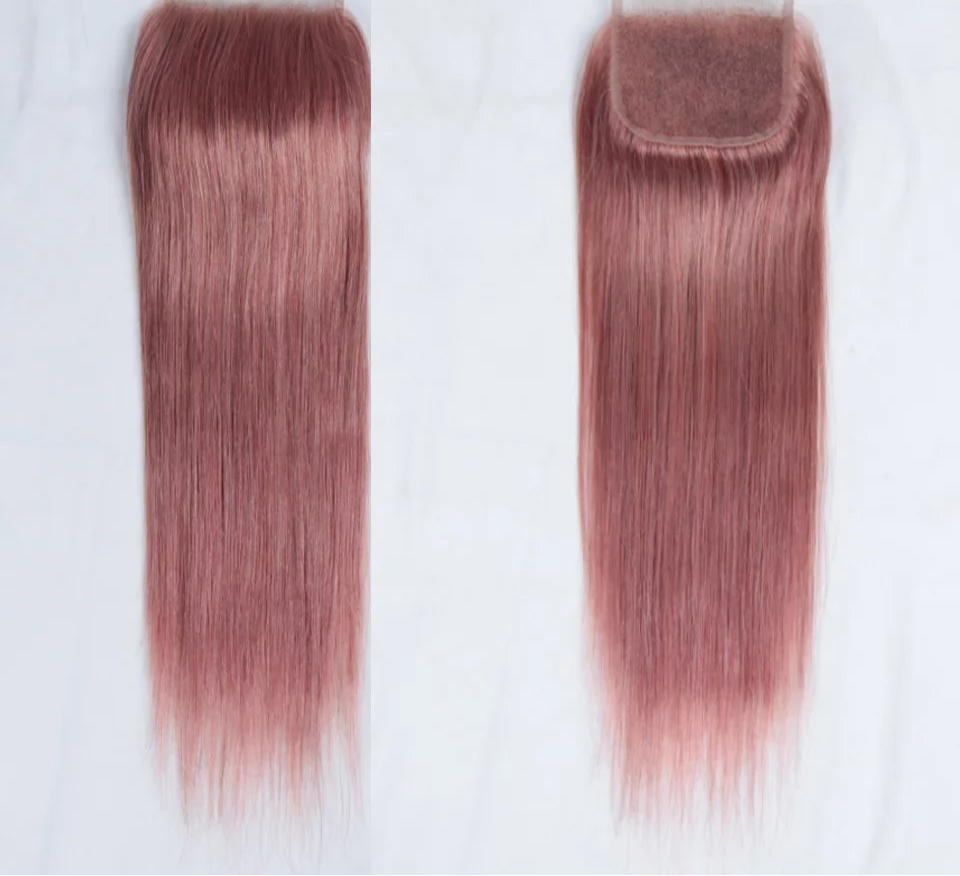 180% Density Red Straight 4x4 Lace Closure | 100% Brazilian Human Hair (Pre-Plucked, Transparent Swiss Lace) Luxegan