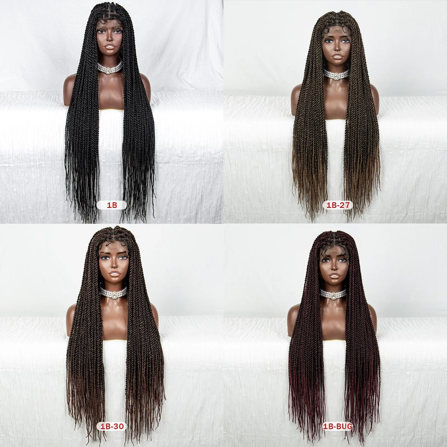 40" 360° HD Full Lace Knotless Twist Braids Wig | Blended Long Box Braids Luxegan