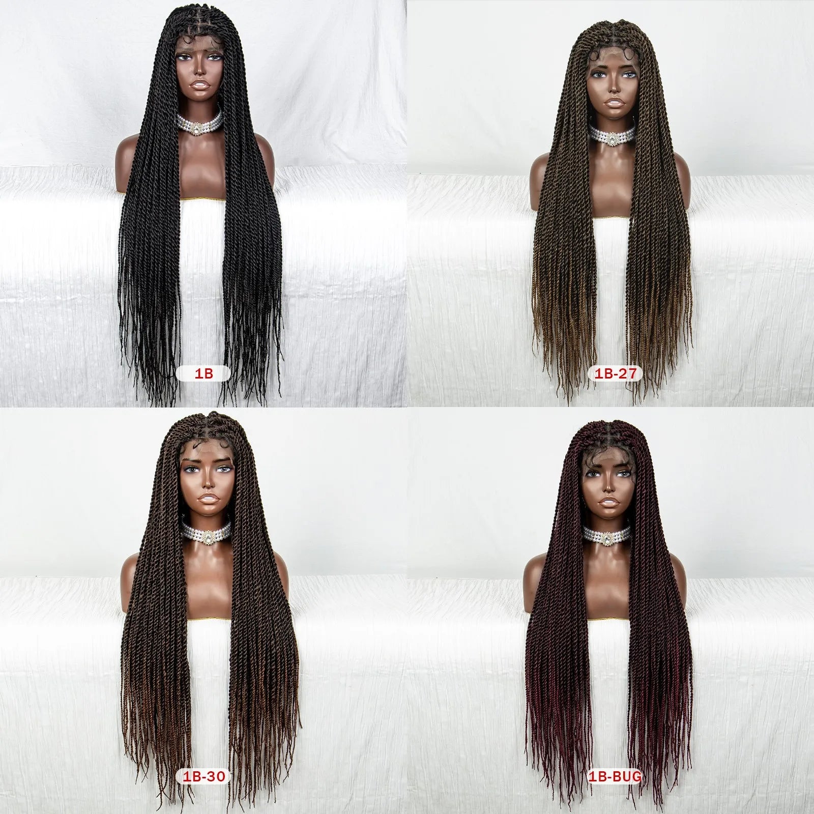 40" 360° HD Full Lace Knotless Twist Braids Wig | Blended Long Box Braids Luxegan