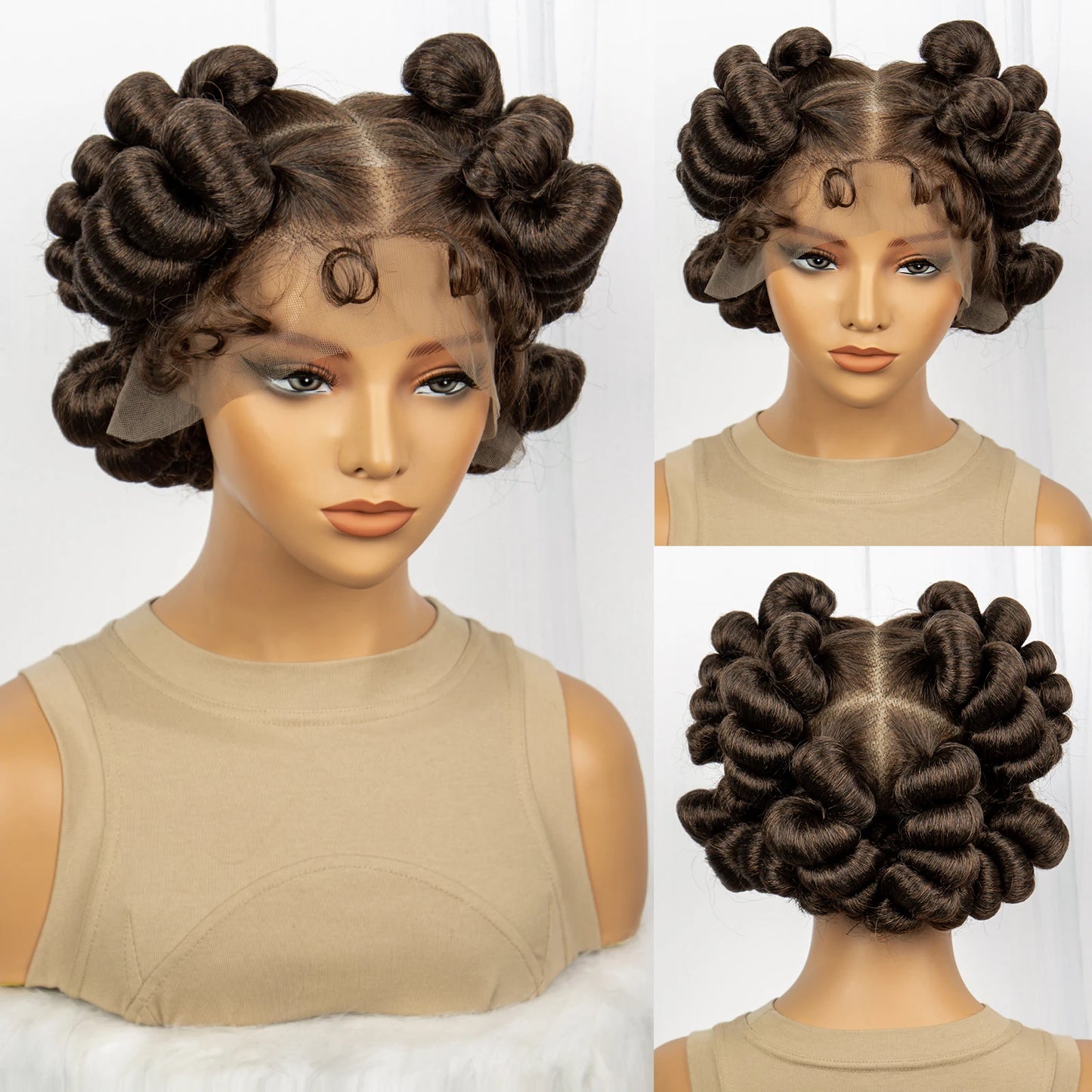 Handmade Bantu Knotless Box Braids Full Lace Wig | African Braiding Hair | Synthetic Wig