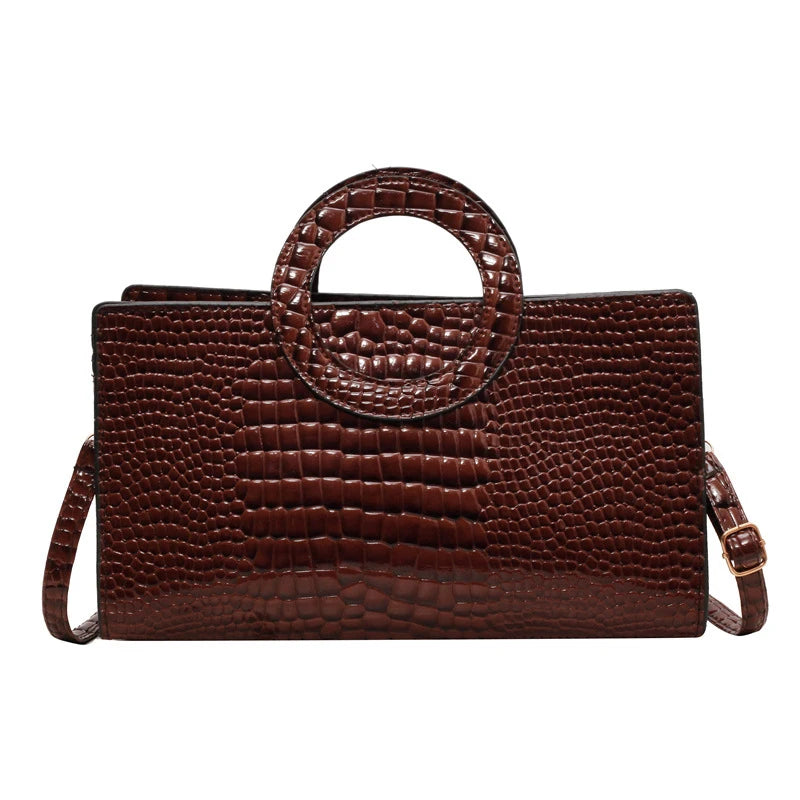 Luxury Crocodile Pattern Women's Handbag | Fashion Shoulder & Crossbody Bag (Famous Brand Designer PU Leather, Large Capacity) Luxegan