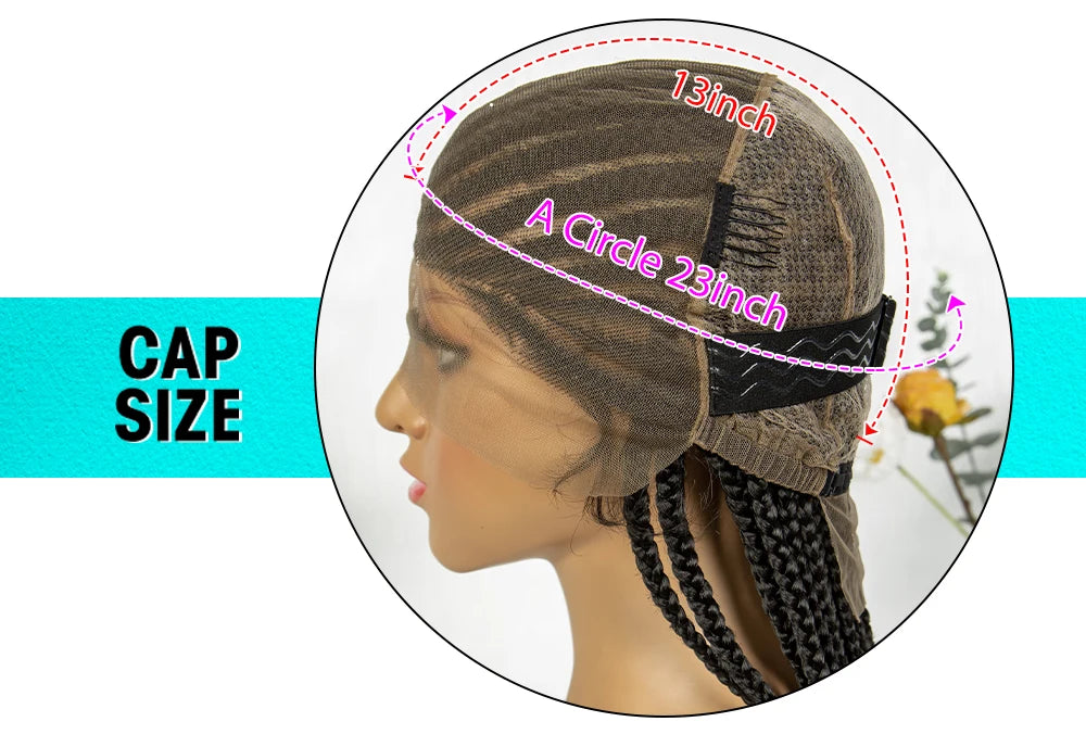 Fulani Stitch Cornrow Box Braids Wig | Transparent Full Lace | Baby Hair | Black Women Luxegan