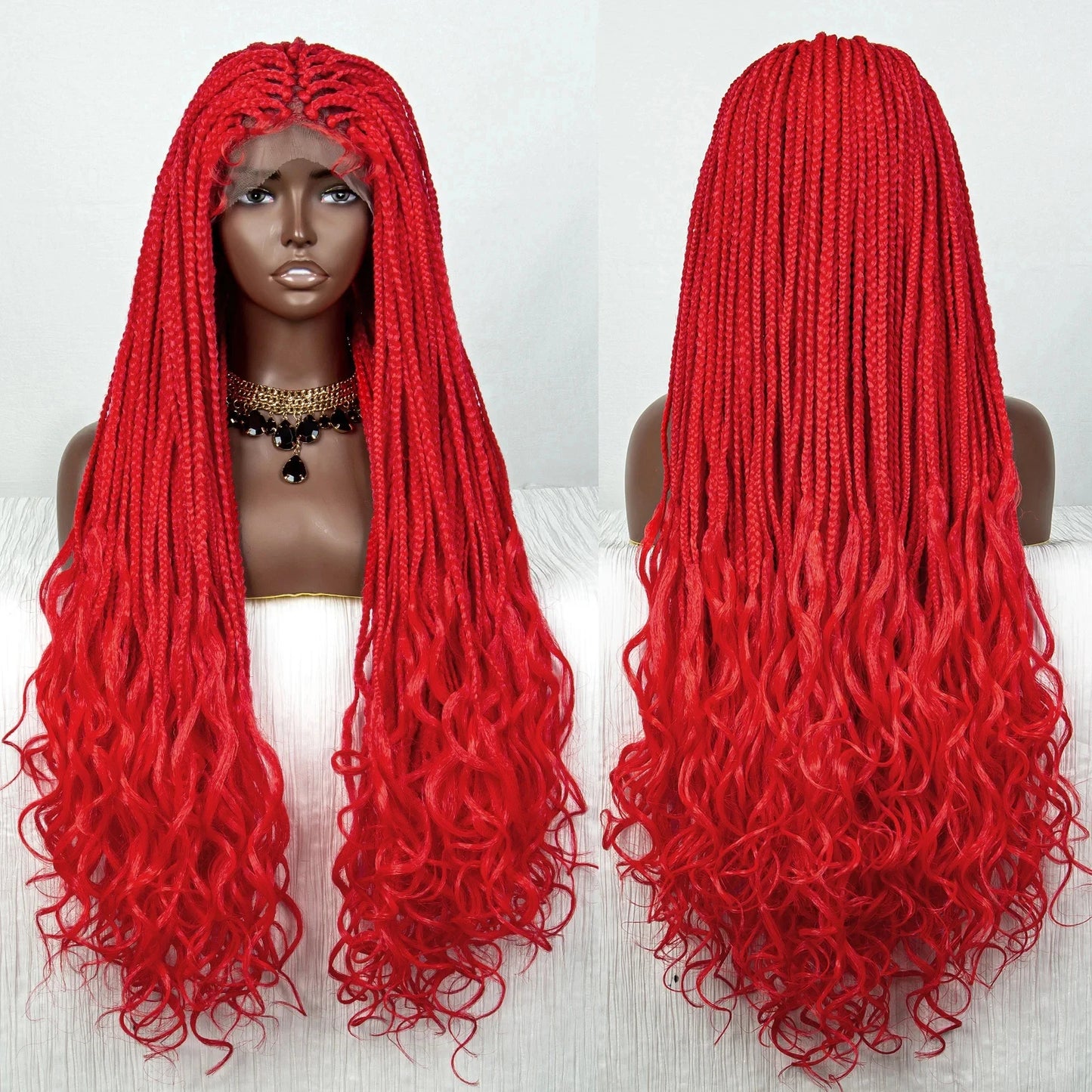 36" 613 Blonde Braided Wig | Lace Front | Baby Hair | Colored Braids Luxegan