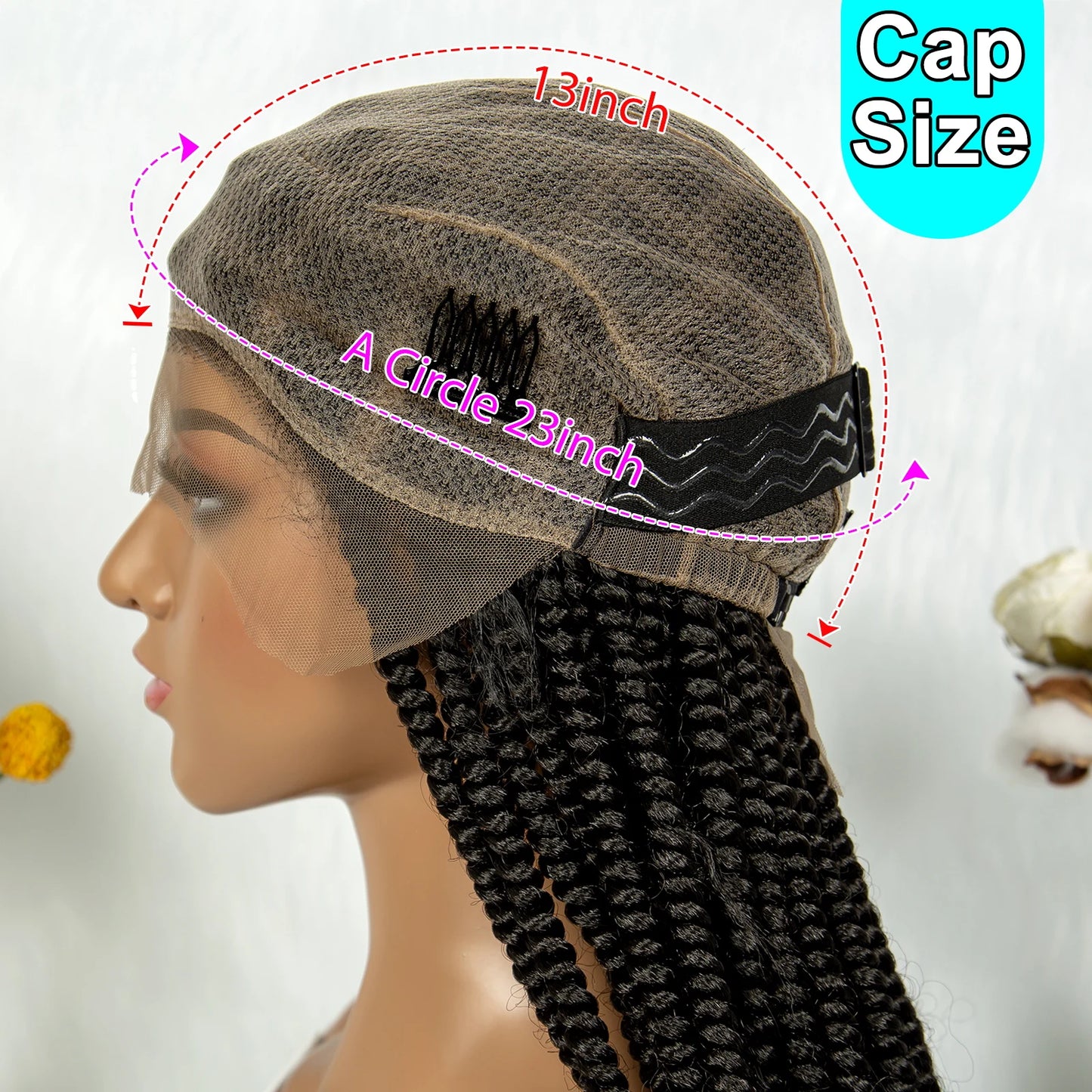 KIMA Short Box Braids Wig with Bantu Tips | Full Lace Crochet Twists Luxegan