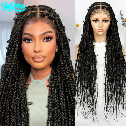 Kima Butterfly Crochet Box Braided Wigs Synthetic Cornrow Full Lace Wig Dreadlocks Wig Crochet For Black Women