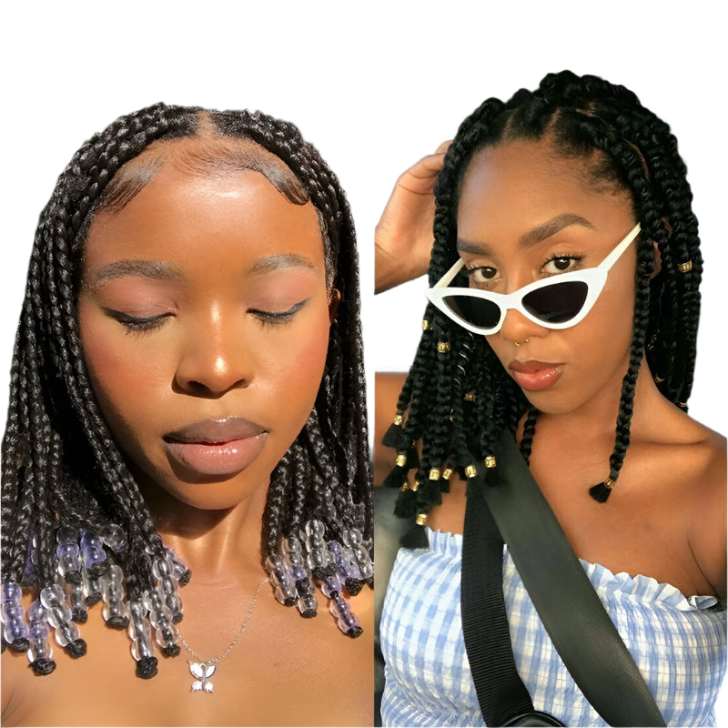 10" Dreadlock Bob Braided Wig | Knotless Cornrows & Box Braids | Full Lace Front | Baby Hair | Synthetic Hair