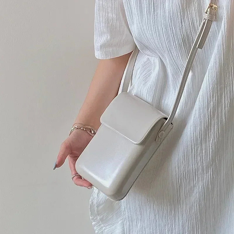 Mini PU Leather Crossbody Bag | Simple Flap Shoulder Purse Luxegan