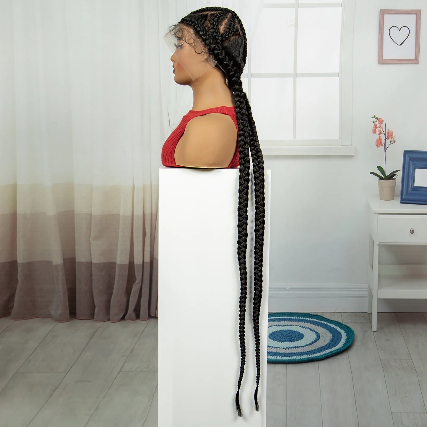 48" Super Long Cornrow Knotless Braids Wig | Full Lace Frontal Luxegan