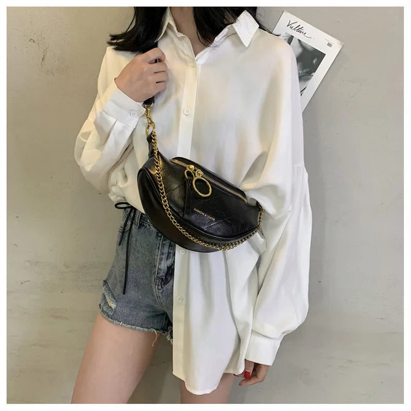 New Women’s Casual Designer Crossbody Shoulder Bag | Metal Chain Purse Tote & Fashionable Leather Clutch Chest Bag Luxegan