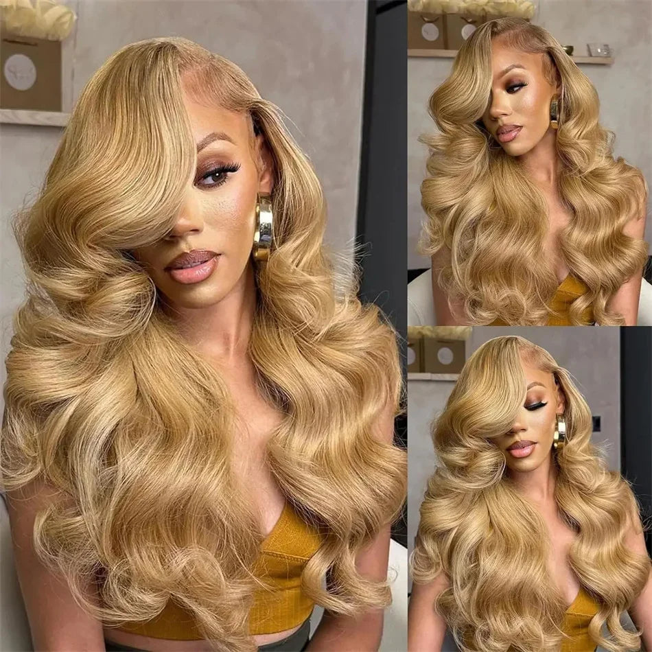 #27 Colored Honey Blonde | HD | Transparent | Lace Front Wigs | Human Hair| Body Wave | Brazilian | Human Hair Luxegan