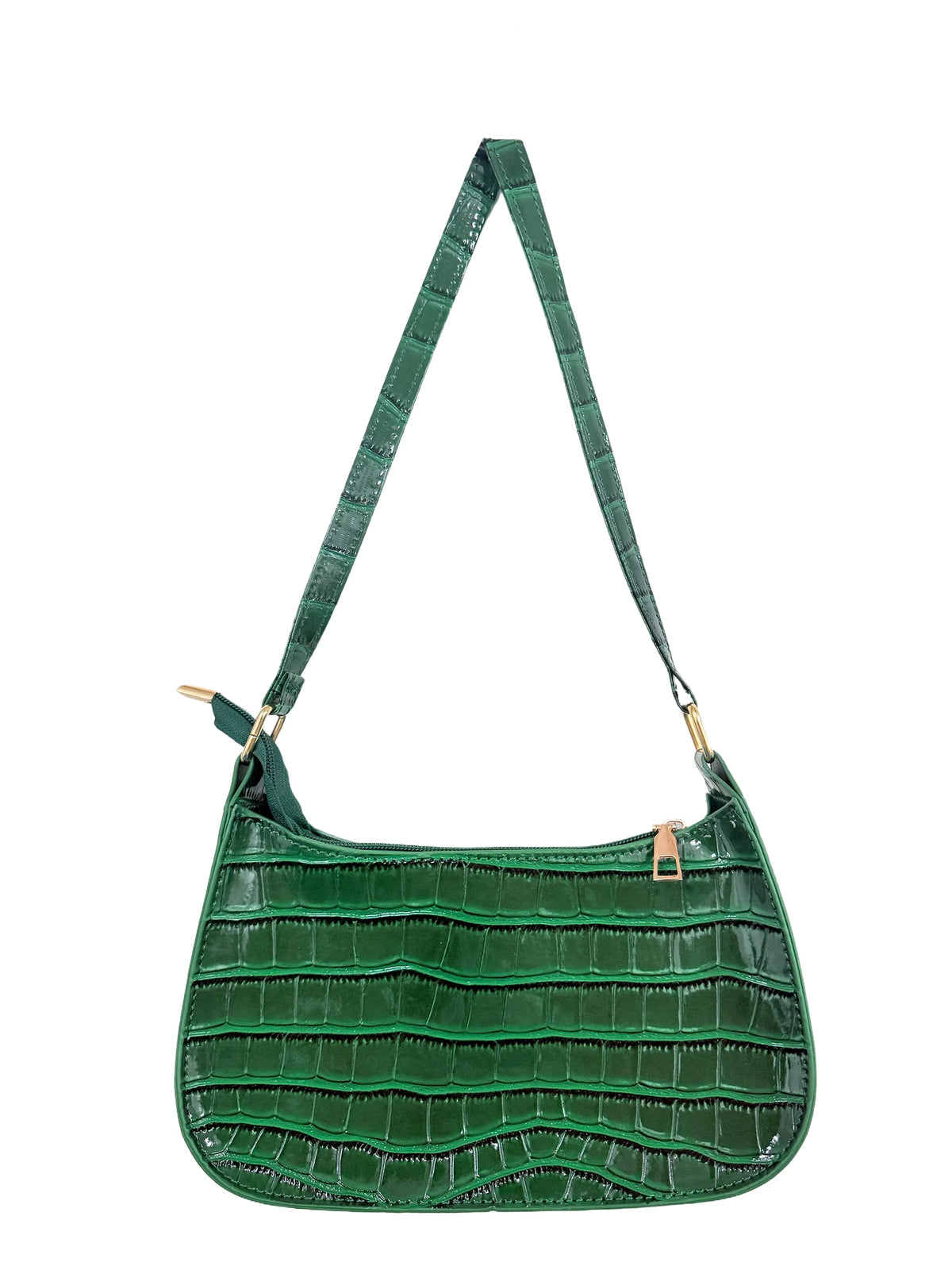 Hard Patent PU Leather Baguette Bag | Vintage Designer Hobos Underarm Bag Luxegan