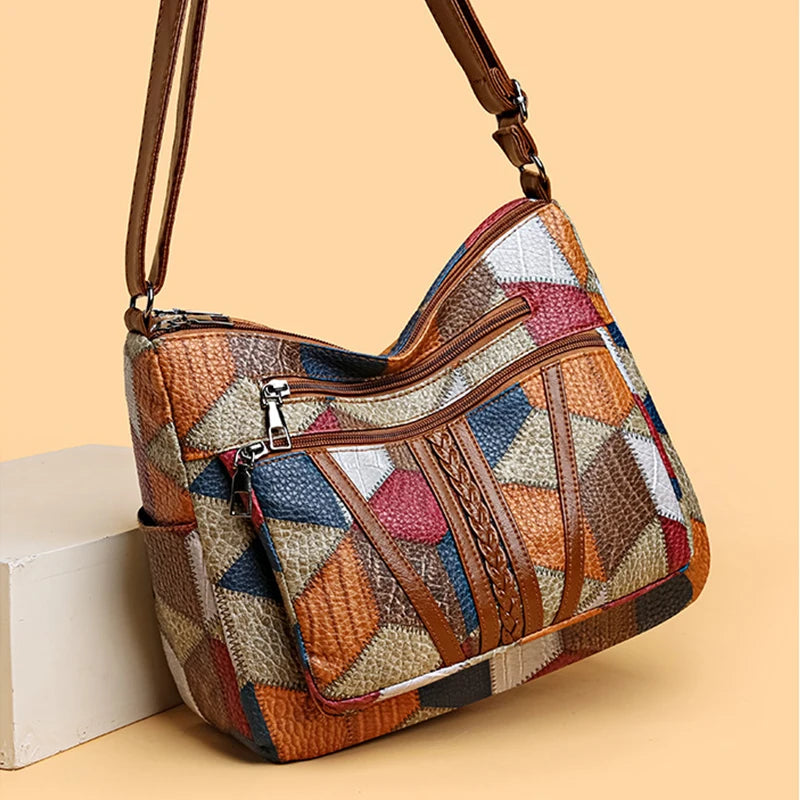 Women’s Elegant Vintage Crossbody Bag | Trendy Retro Fashion Handbag | Multi-Pocket All-Match Shoulder Bag | Soft PU Leather Casual Tote for Daily Use Luxegan