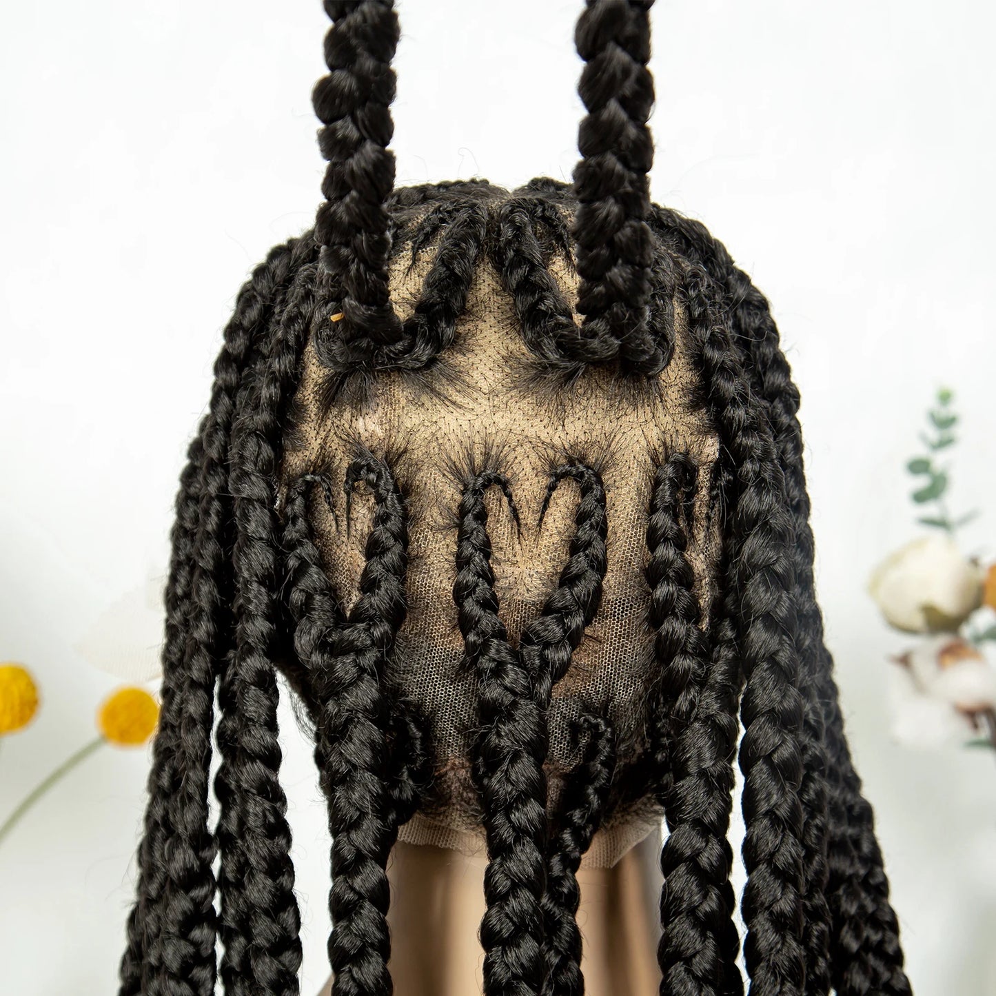 Synthetic Braided Wigs Dreadlocks Full Lace With Crochet Hand Braid Braiding Hair Knotless Box Cornrow Braid For Black Women