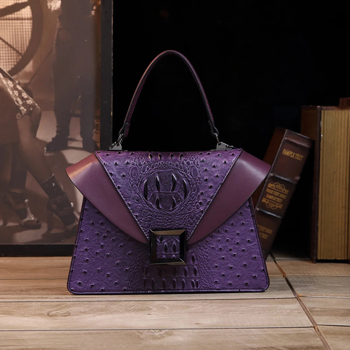 Luxury Designer Cowhide Handbag | High-Quality Crocodile Print Satchel | Premium Women's Single Shoulder & Crossbody Fashion Bag Luxegan