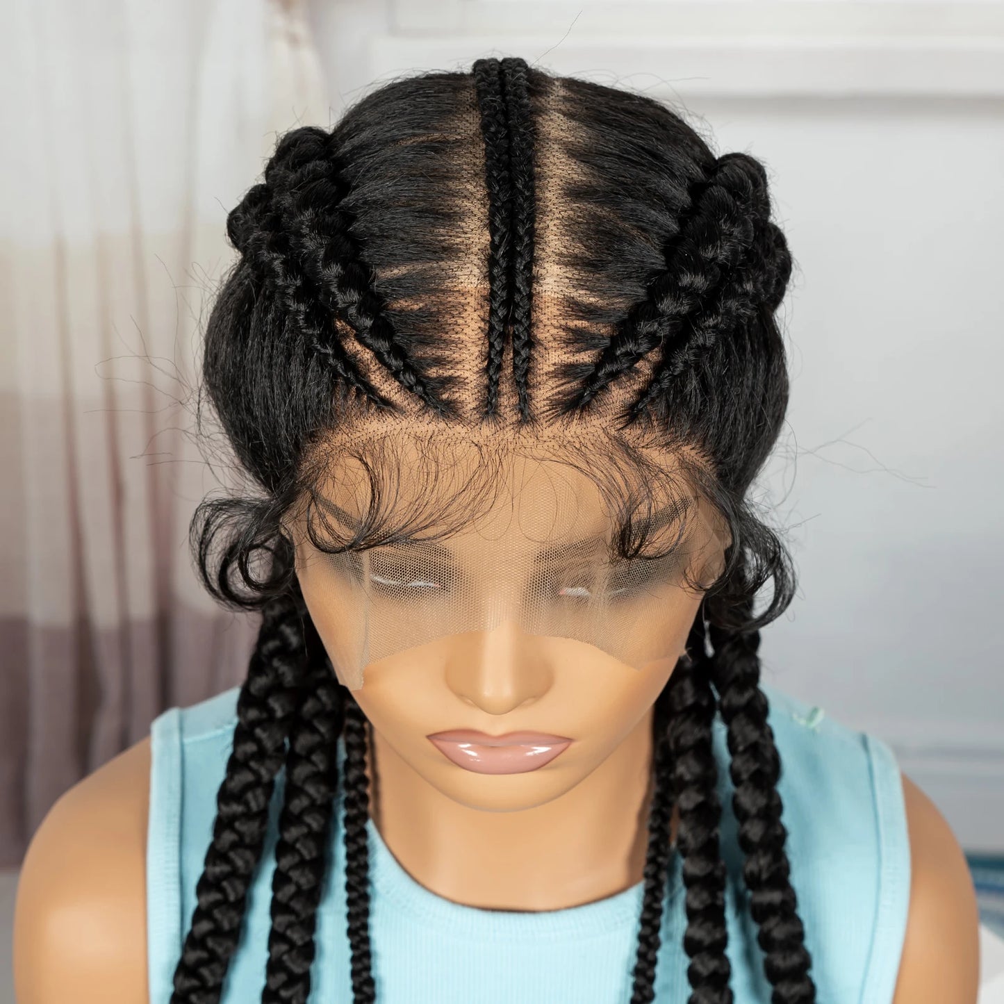 36" Full Lace Cornrow Braided Wig | Knotless Braids | Synthetic Natural Braided Lace Wig with Baby Hair for Black Women Luxegan