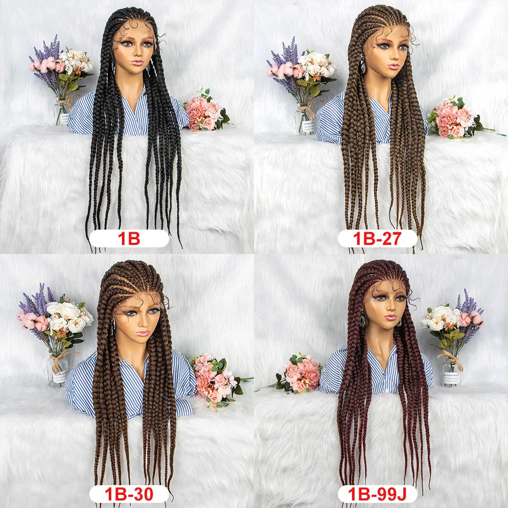 36" Box Braids Full Lace Wig | Baby Hair | Heat Resistant Synthetic Braids | Black Women Luxegan