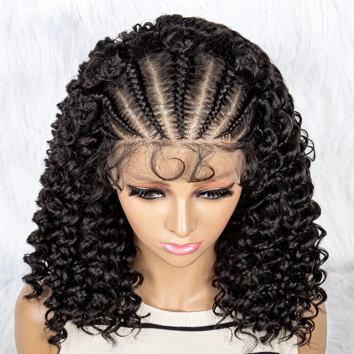 Kinky Curly Braided Bob Wig | Lace Front with Baby Hair Luxegan