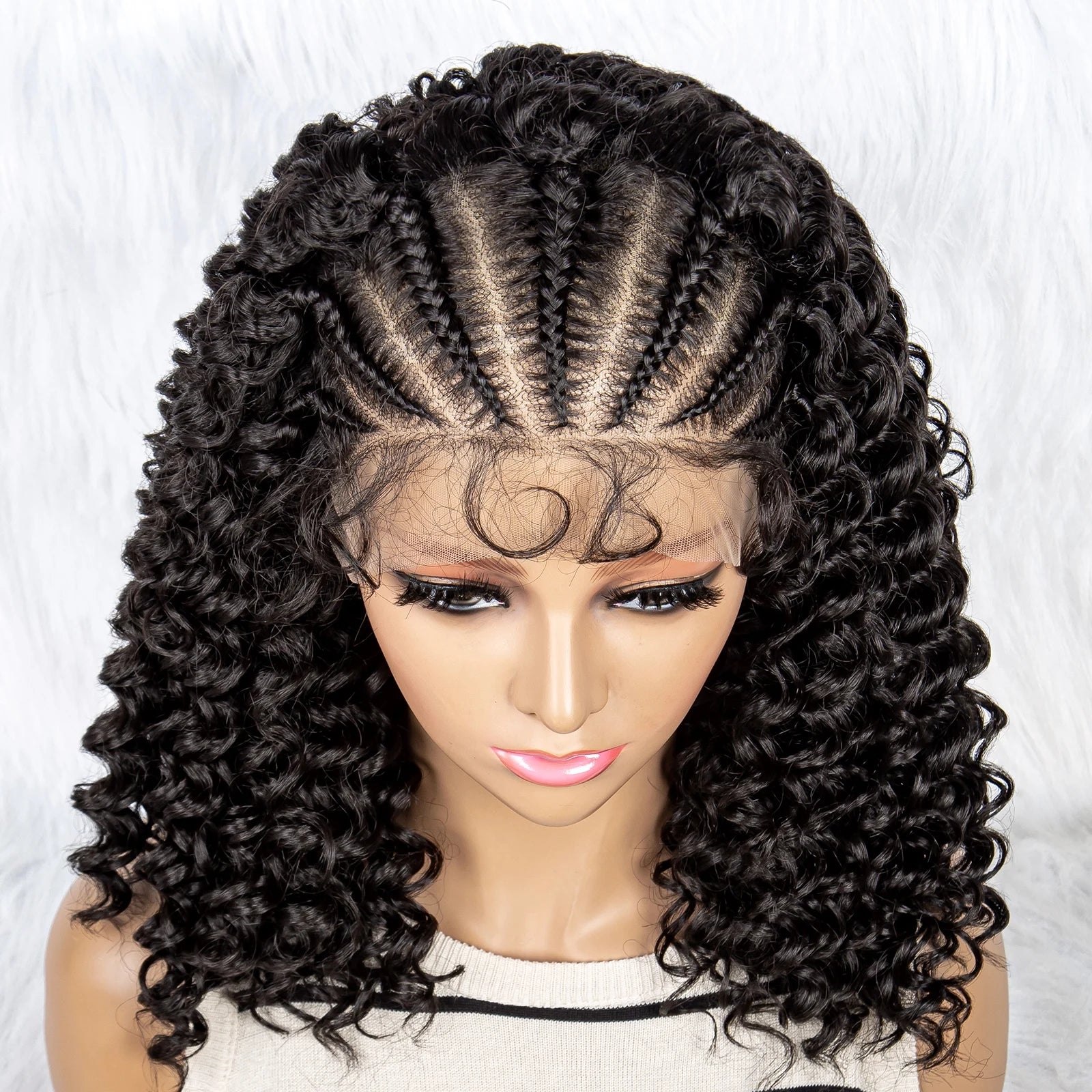 Kinky Curly Braided Bob Wig | Lace Front with Baby Hair Luxegan