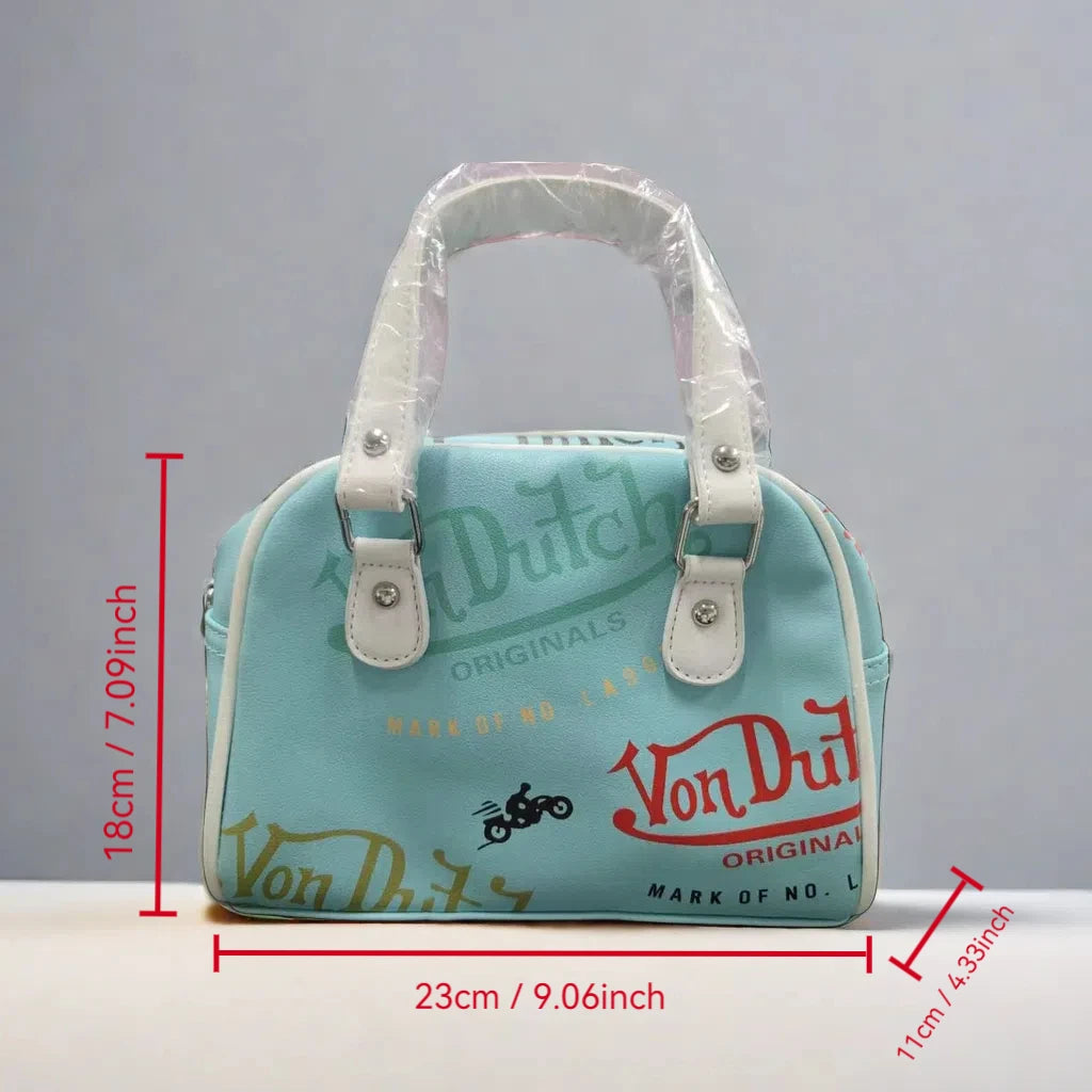 PU Contrast Color Shell Bag | Trendy Letter Print Shoulder & Crossbody Handbag Luxegan