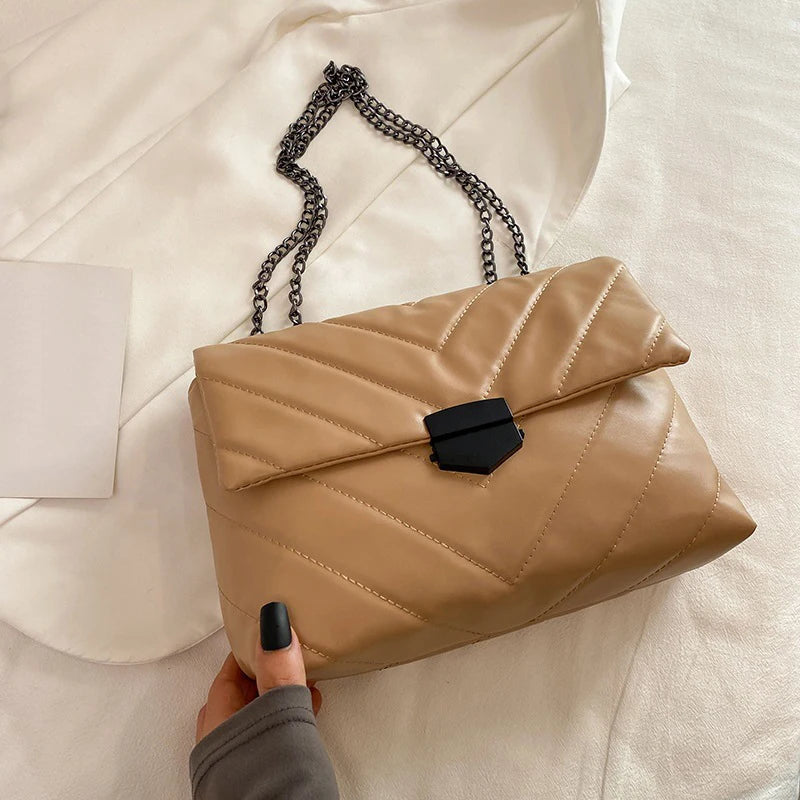New Lingge Design Women Shoulder Bag | Crossbody Handbag for Female Leisure Large Capacity Chain Underarm Messenger Bag Luxegan
