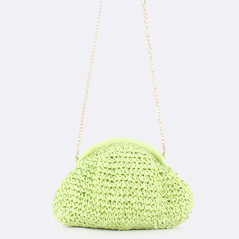 Straw Weaving Crossbody Bag | Summer Hard Shell Shoulder Purse Luxegan