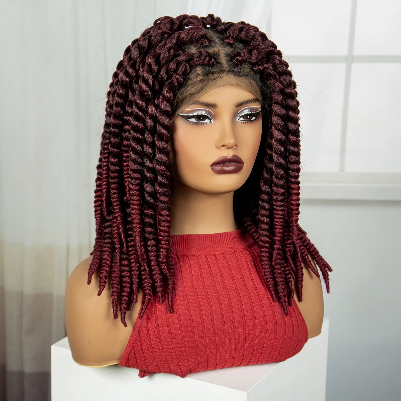 16" Twist Knotless Braids Wig | HD Full Lace | Baby Hair | Natural Look Luxegan