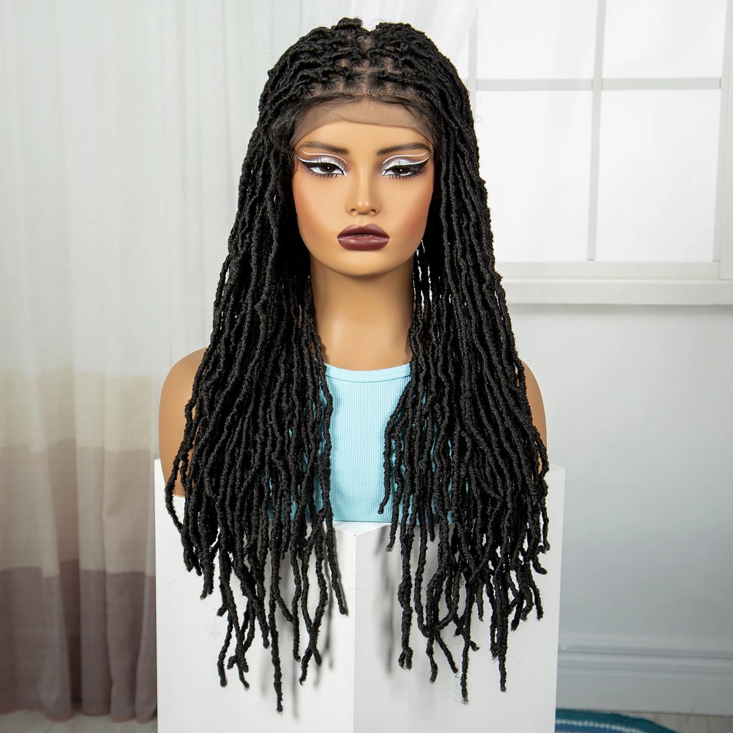 24" Knotless Box Locs Braided Wig | Full Lace Frontal Dreadlock Style Luxegan