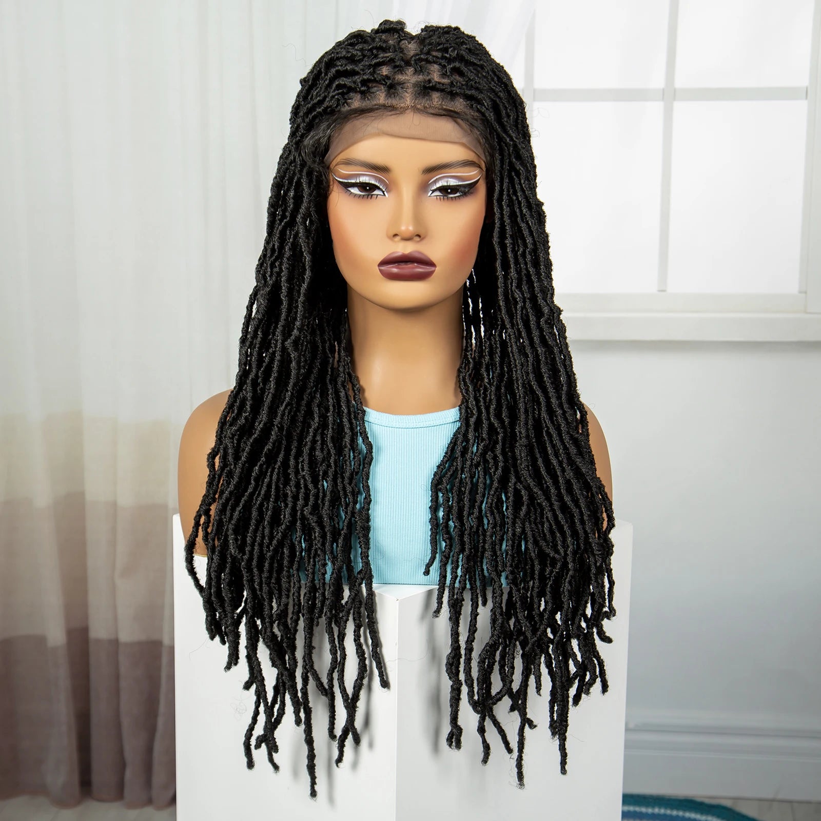24" Knotless Box Locs Braided Wig | Full Lace Frontal Dreadlock Style Luxegan