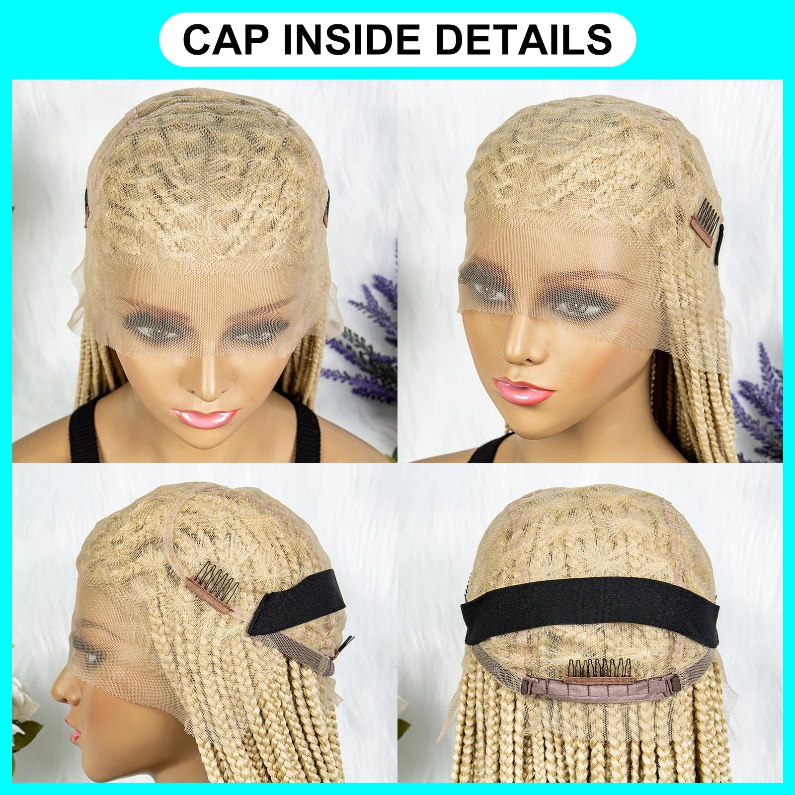 613 Blonde HD Full Lace Braided Wig | Knotless Box & Cornrows | Crochet Braids | Synthetic Luxegan