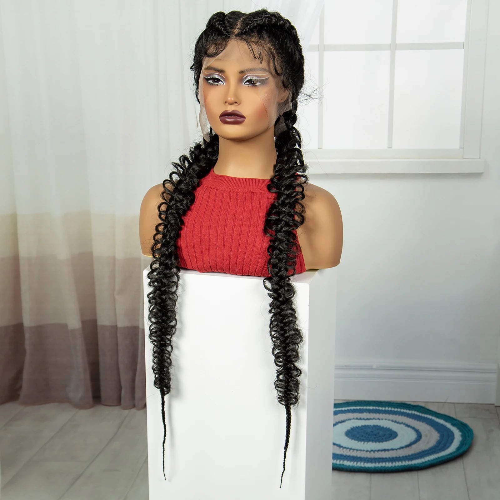 38" Knotless Twist Cornrow Braids Wig | Full Lace | Baby Hair Luxegan