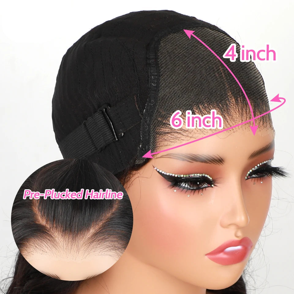 Wear & Go Deep Wave HD Glueless Wig | 6x4 Transparent Lace Peruvian Remy Human Hair (Pre-Plucked & Bleached Knots) Luxegan