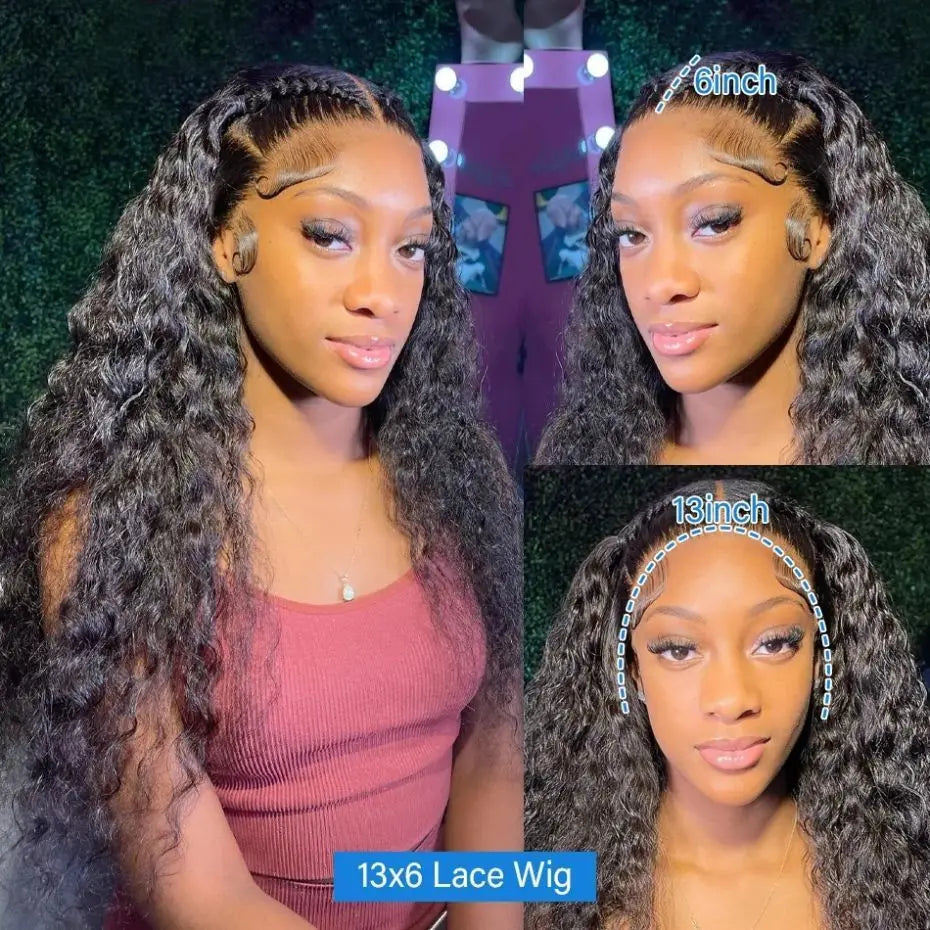 32-36 Inch Deep Wave Lace Front Wig | Brazilian Remy Human Hair | 180% Density